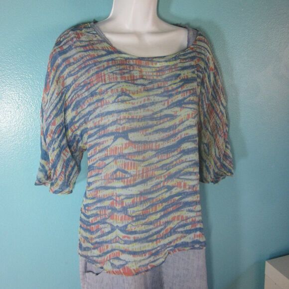 Gypsy 05 Anthropologie Womens Size S Oversized Sheer Silk Blouse Blue Wave 44" B - Picture 7 of 9